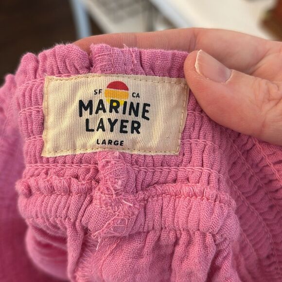 Marine Layer Women Corinne Double Cloth Pink Smocked Waist Shorts large EUC - Picture 10 of 12